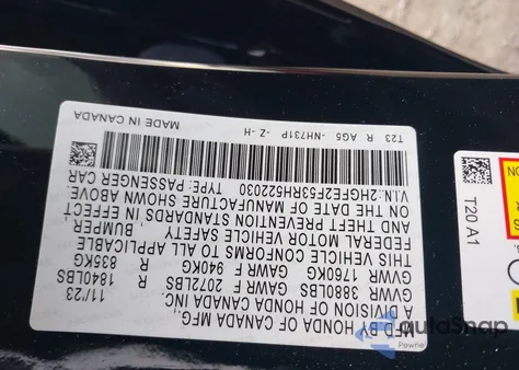 2024 Honda Civic Sport из США, поврежденный, VIN 2HGFE2F53RH522030